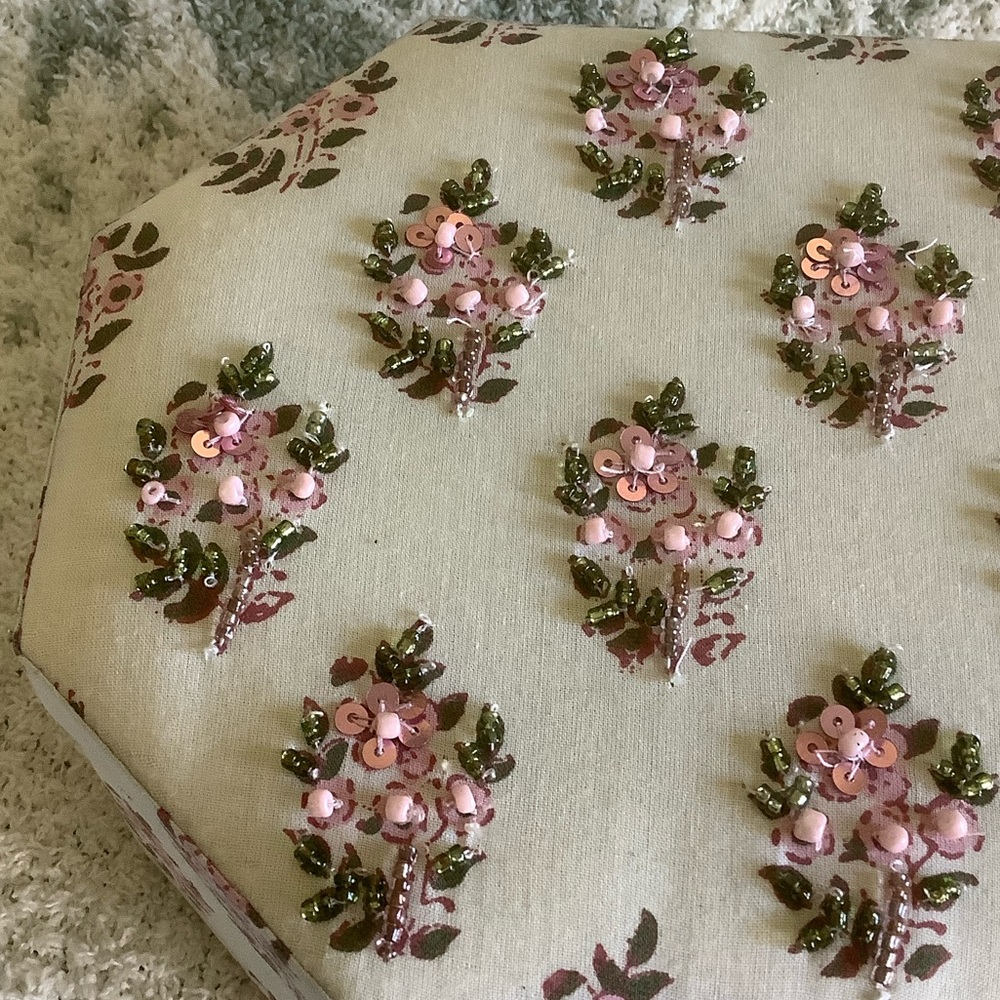 Floral Quilted Octagonal Jewelry Box India NWT - Picture 5 of 14